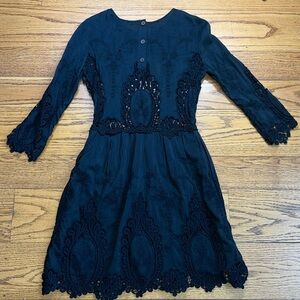 Dolce Vita Black Cotton and Silk Cow Girl Coastal Long Sleeve Maxi Dress CC